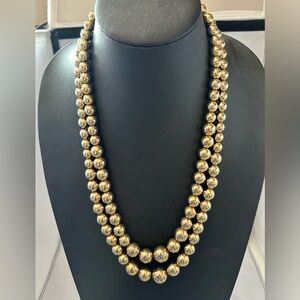 Vintage Marvella gold tone double strand graduated bead necklace